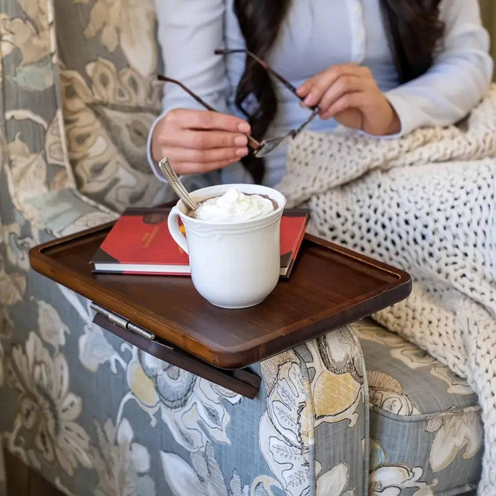 BowLift | Adjustable Bamboo Clip-On Arm Tray Table