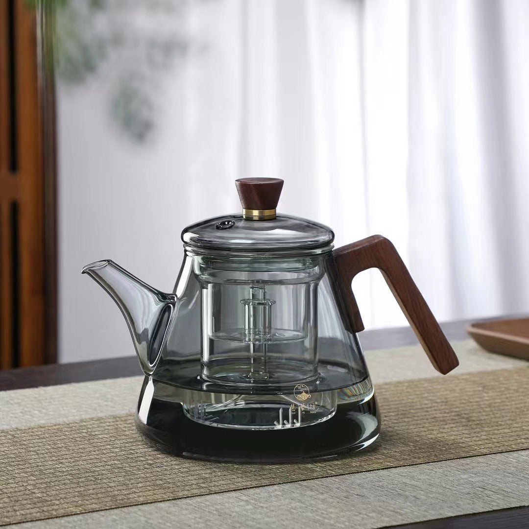 BowLift | Aetheris Glass Brew Teapot – Heat-Resistant Glass Teapot with Wooden Handle & Infuser (900ml)