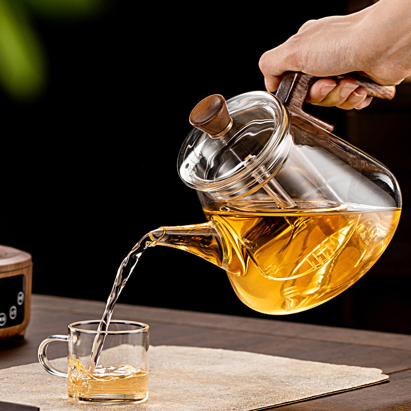 BowLift | Aetheris Glass Brew Teapot – Heat-Resistant Glass Teapot with Wooden Handle & Infuser (900ml)