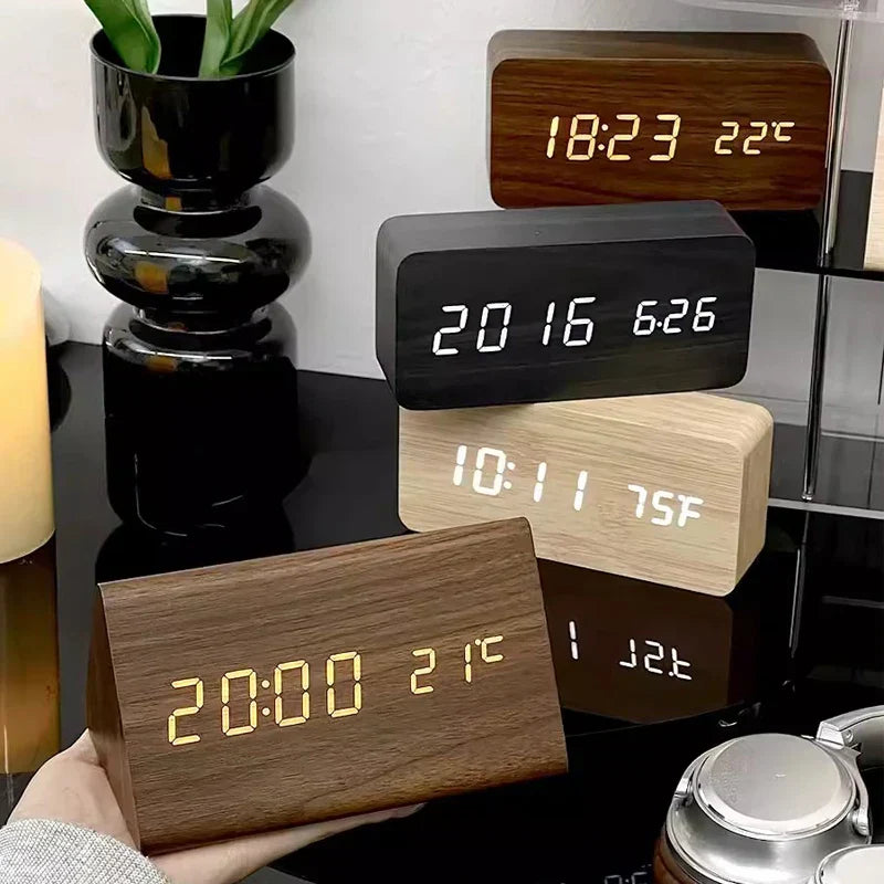 BowLift | Charms | Digital Wooden Alarm Clock | Including Temperature Display