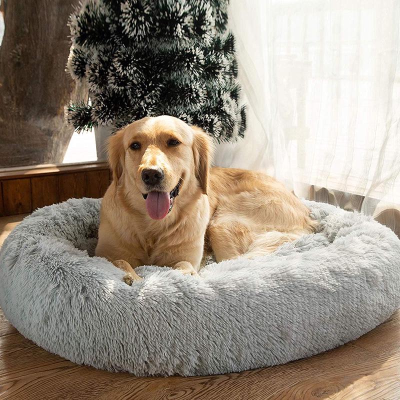 BowLift | Beef Plush Calming Donut Dog Bed for Small to Large Dogs