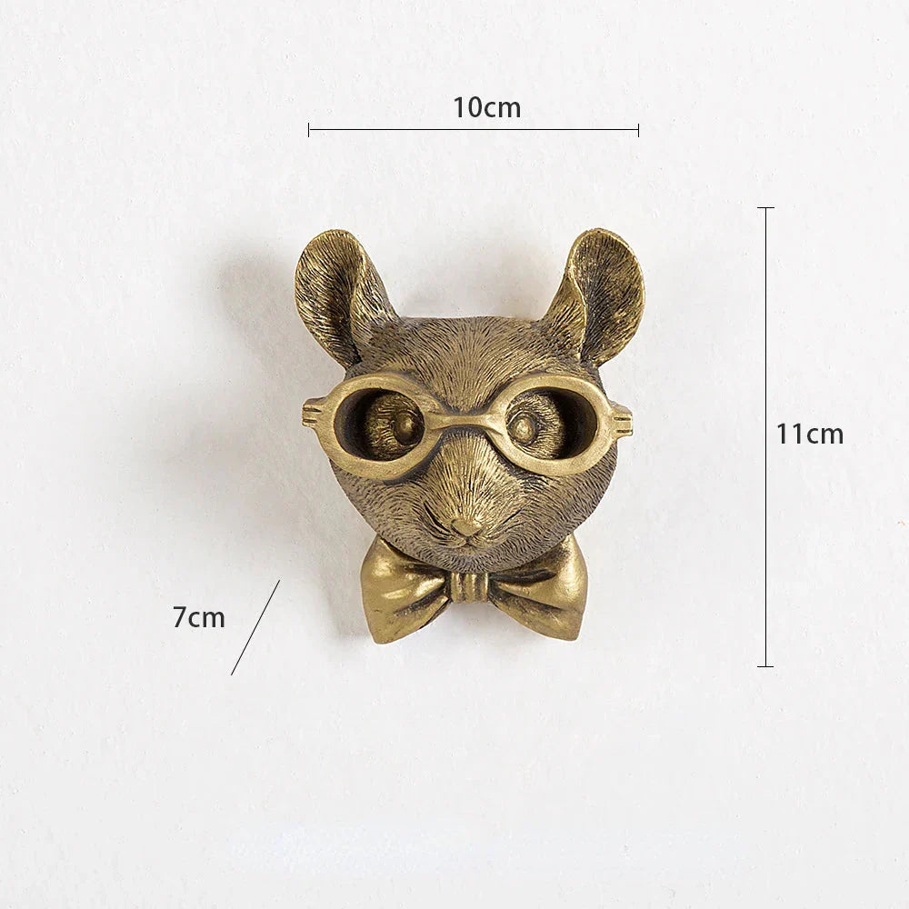BowLift | Antique Bronze Resin Animal Pendant Golden Deer Head Wall Storage Hook Background Wall Accessories Decorative Figures