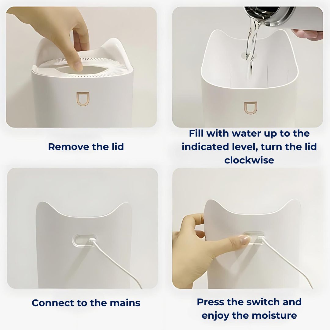 BowLift | Home Humidifier 3000ml with Mist Technology for Respiratory Relief and Comfortable Living - Humidifier for Bedroom