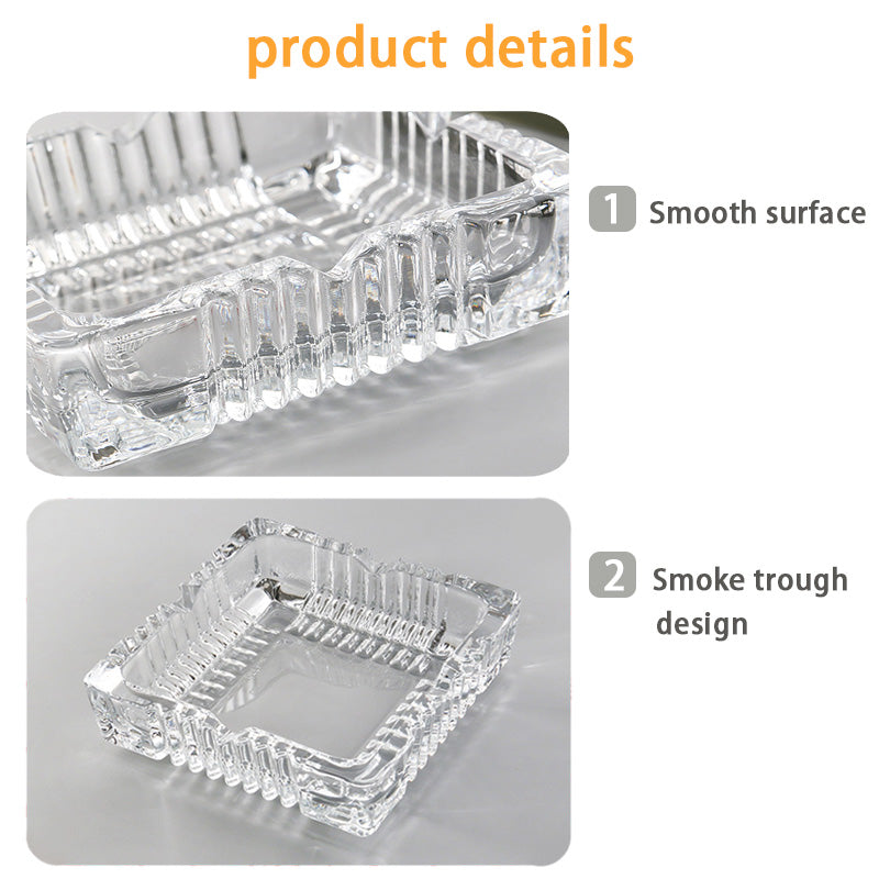 BowLift | Thick And Transparent Square Glass Ashtray, Creative Crystal Glass Ashtray, Hotel And Household Ashtray