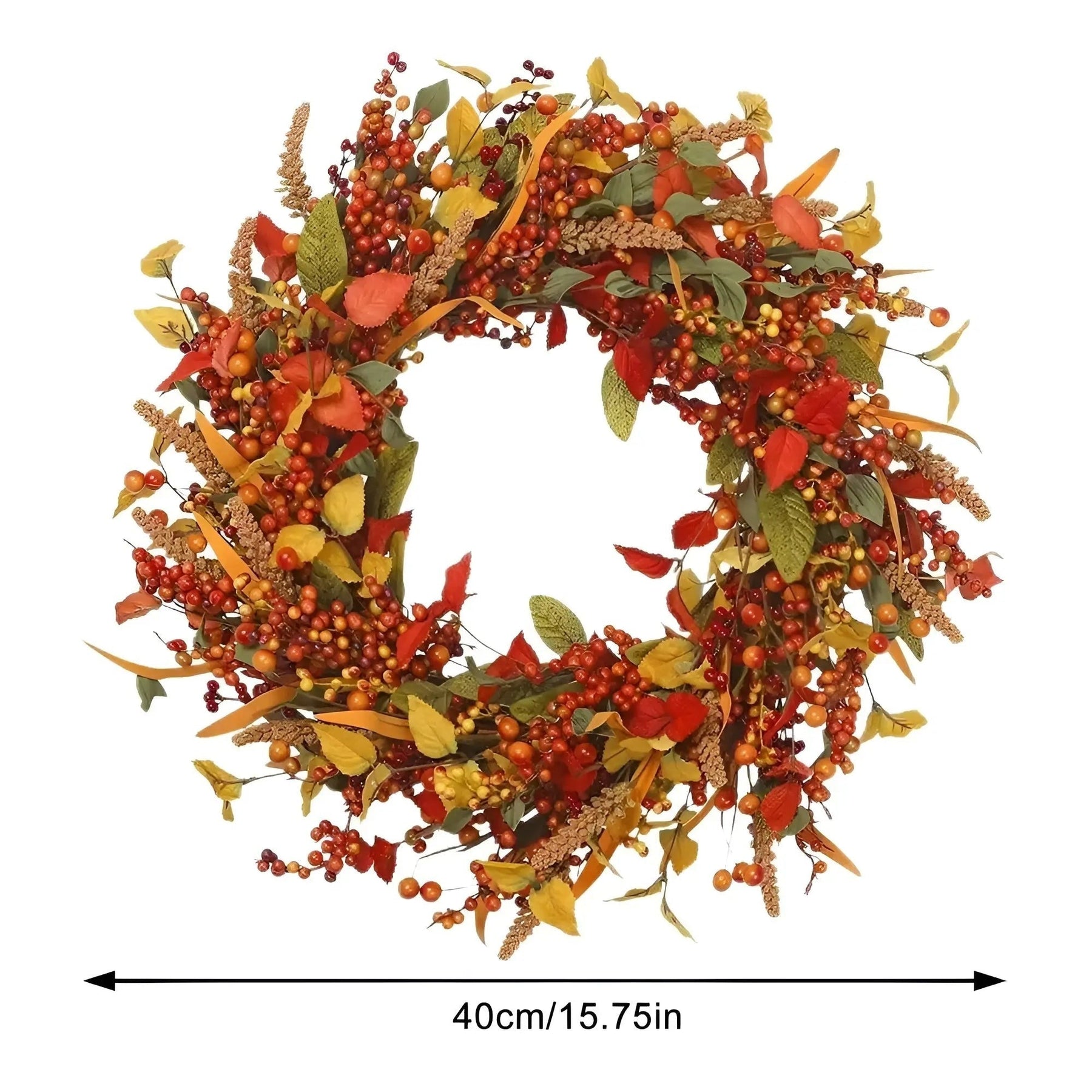 BowLift | Autumn Rattan Wall Wreath With Berries And Leaves