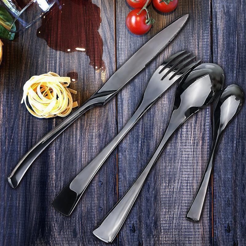BowLift | Elegant Black Stainless Steel Cutlery Set