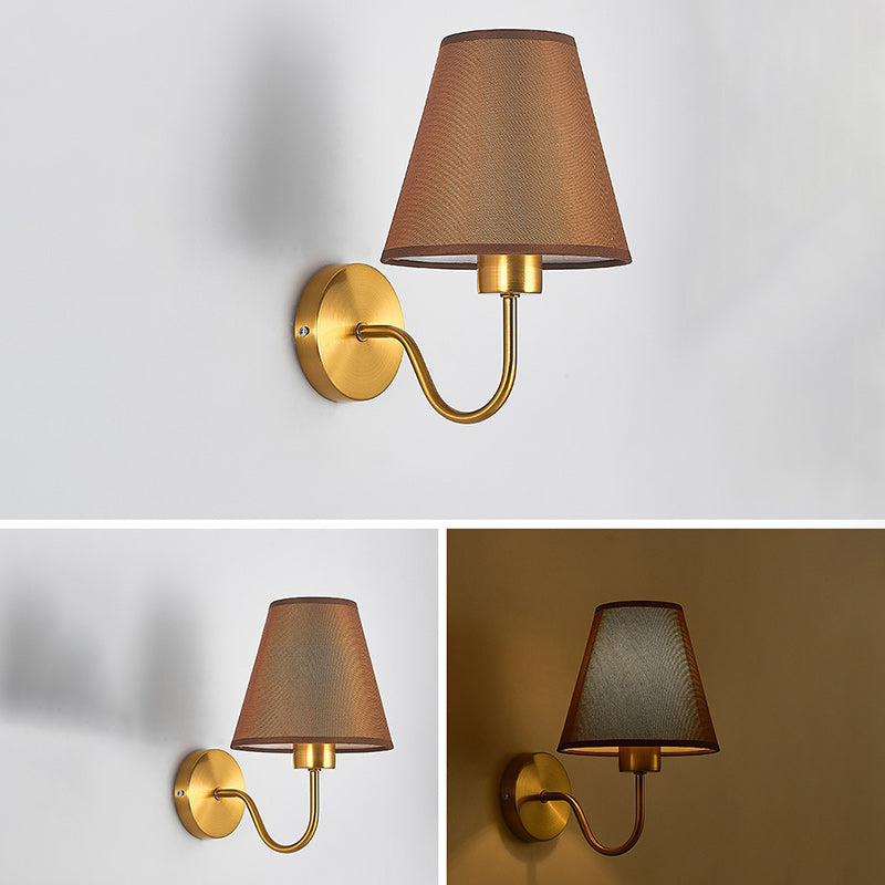 BowLift | Contemporary Nordic Round Curved Rod Iron Fabric Shade 1-Light Wall Light Lamp for Living Room