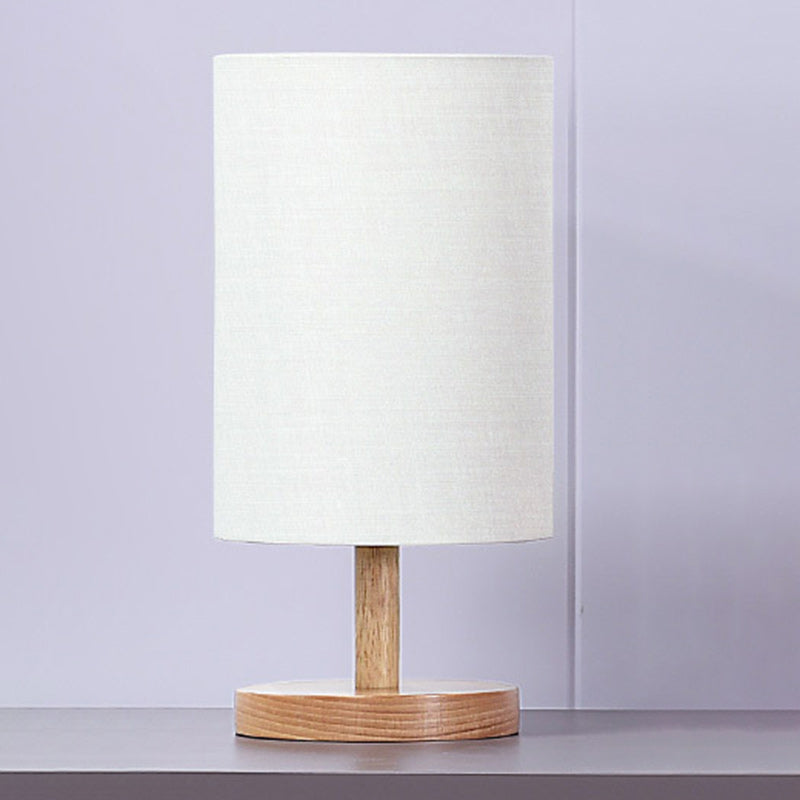 BowLift | Traditional Japanese Cylinder Wood Fabric 1-Light Table Lamp for the Living Room