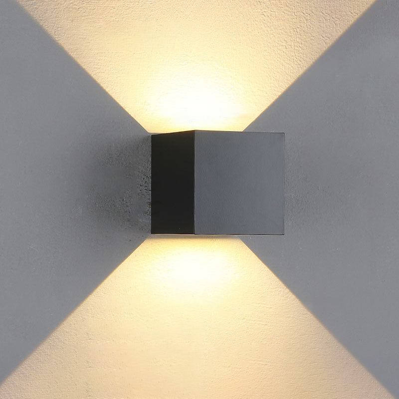BowLift | Modern Minimalist Waterproof Cube Up Down Aluminum Glass Induction LED Wall Light Lamps For Bedroom