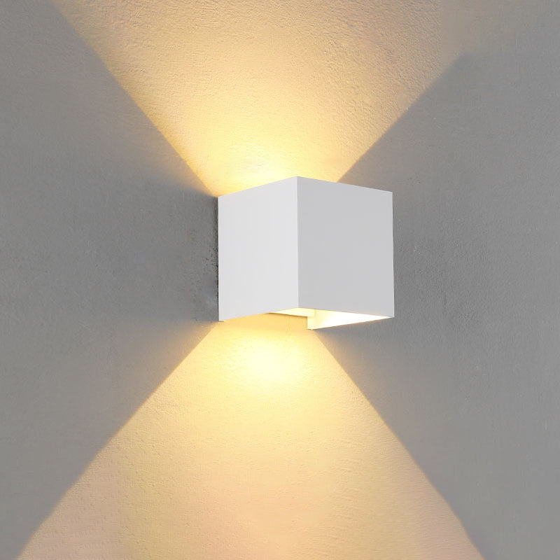 BowLift | Modern Minimalist Waterproof Cube Up Down Aluminum Glass Induction LED Wall Light Lamps For Bedroom