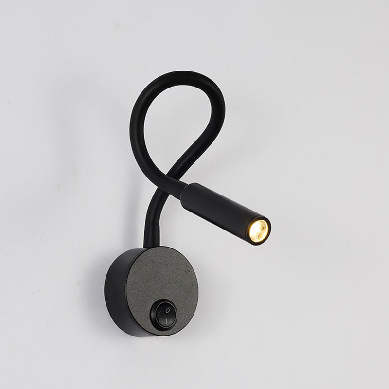 BowLift | Modern Minimalist Iron Round Flexible Bend Tube LED Reading Lamp Wall Sconce Lamp for Bedroom