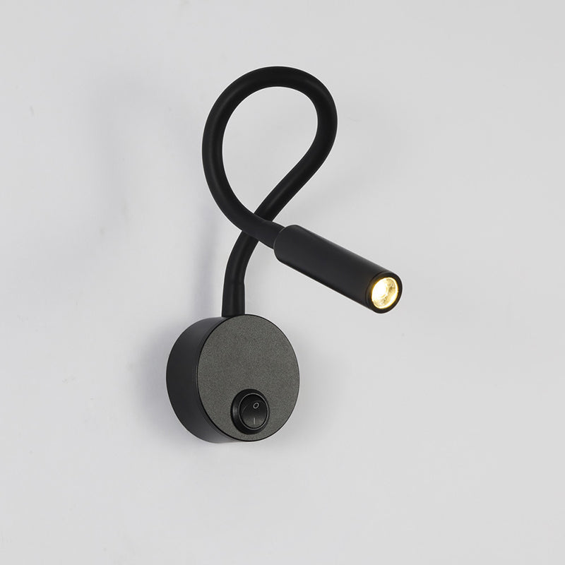 BowLift | Modern Minimalist Iron Round Flexible Bend Tube LED Reading Lamp Wall Sconce Lamp for Bedroom