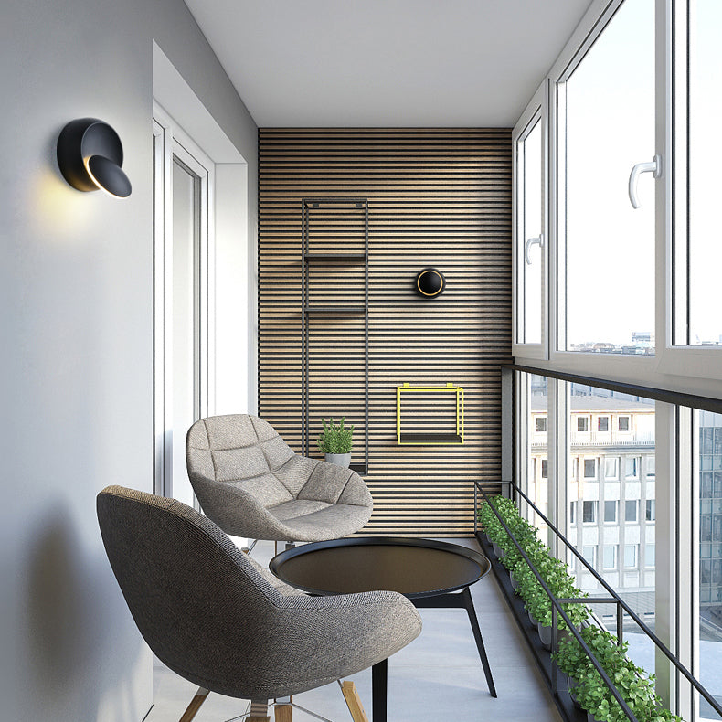 BowLift | Contemporary Nordic Iron Round Eclipse Rotatable LED Wall Light for Nightstand