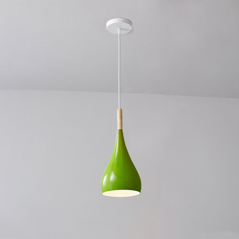 BowLift | Nordic Iron Wood Aluminum Pumpkin Water Drop 1-Light Pendant Light for Dining Room