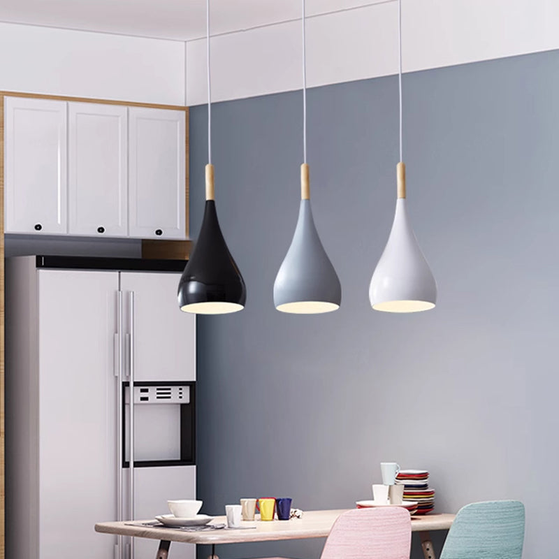 BowLift | Nordic Iron Wood Aluminum Pumpkin Water Drop 1-Light Pendant Light for Dining Room