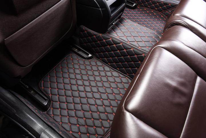 BowLift | Car Floor Mats Black Red Leather Waterproof