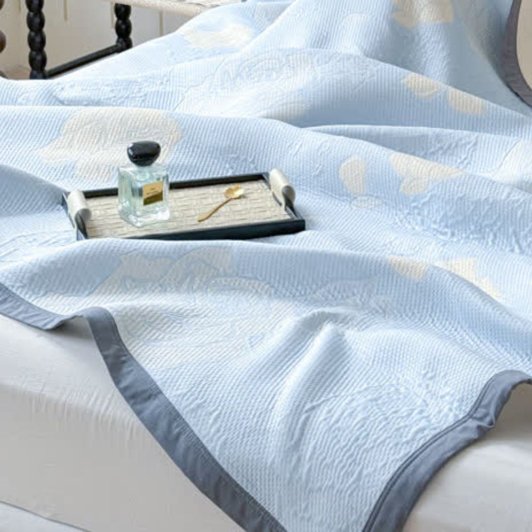 BowLift | Blue Rose Bloom Cotton Blanket