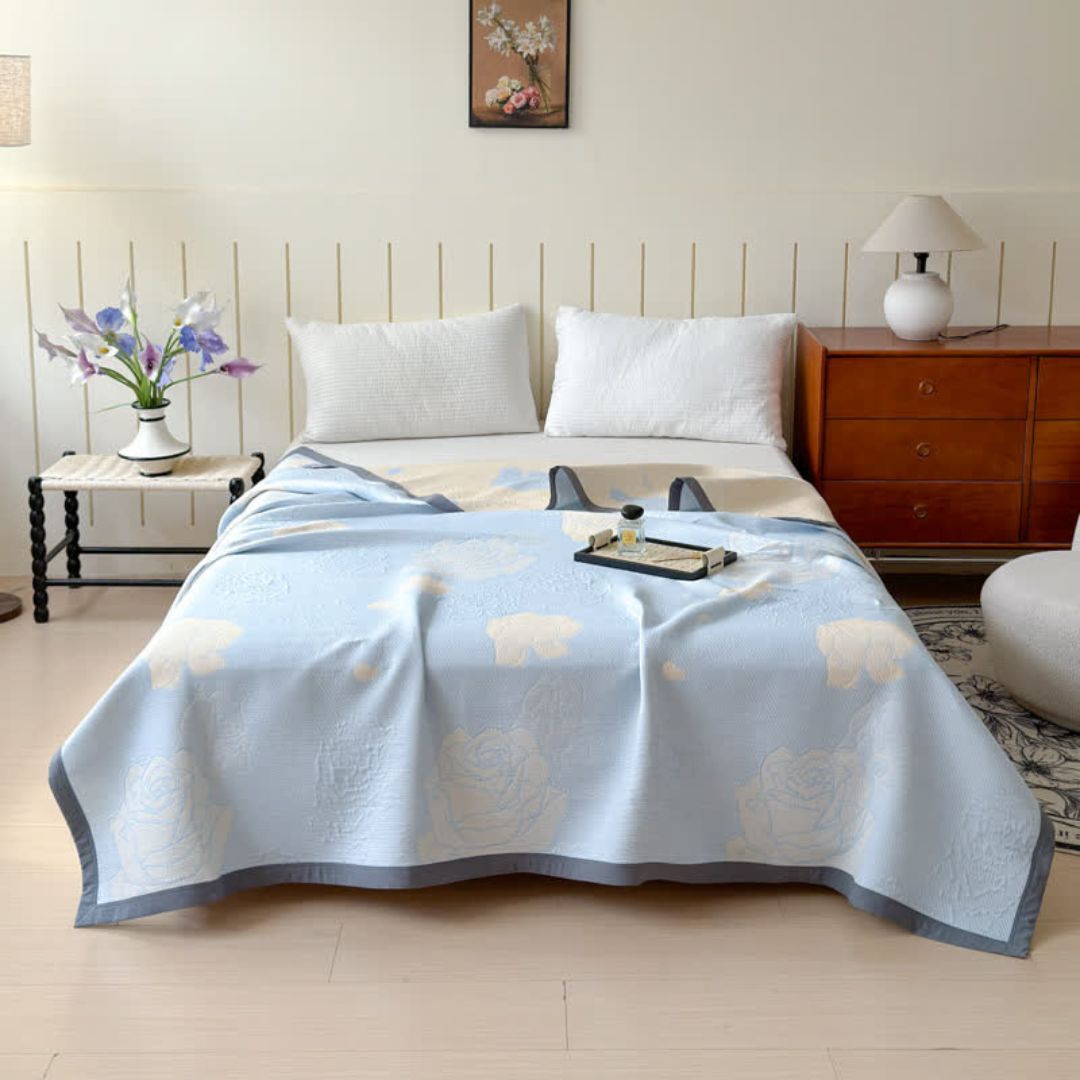 BowLift | Blue Rose Bloom Cotton Blanket