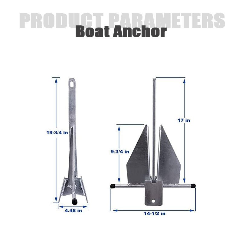 BowLift | Galvanized Fluke Type Anchor Kit, Including Galvanized Fluke, Rope, Shackle, Chain 8LB