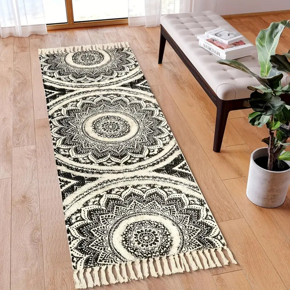BowLift | Bohemian Black & Cream Runner Mat