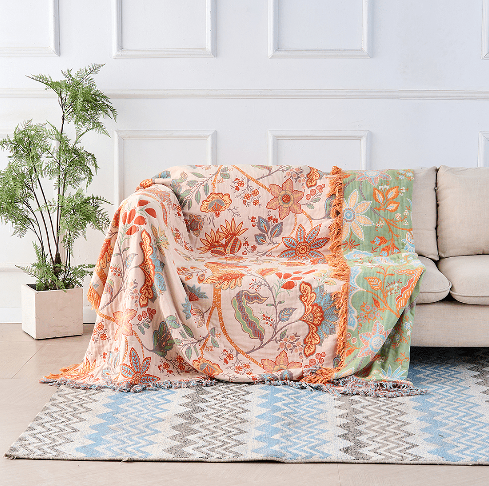 BowLift | Chic – Cotton Throw Blanket with Floral Pattern