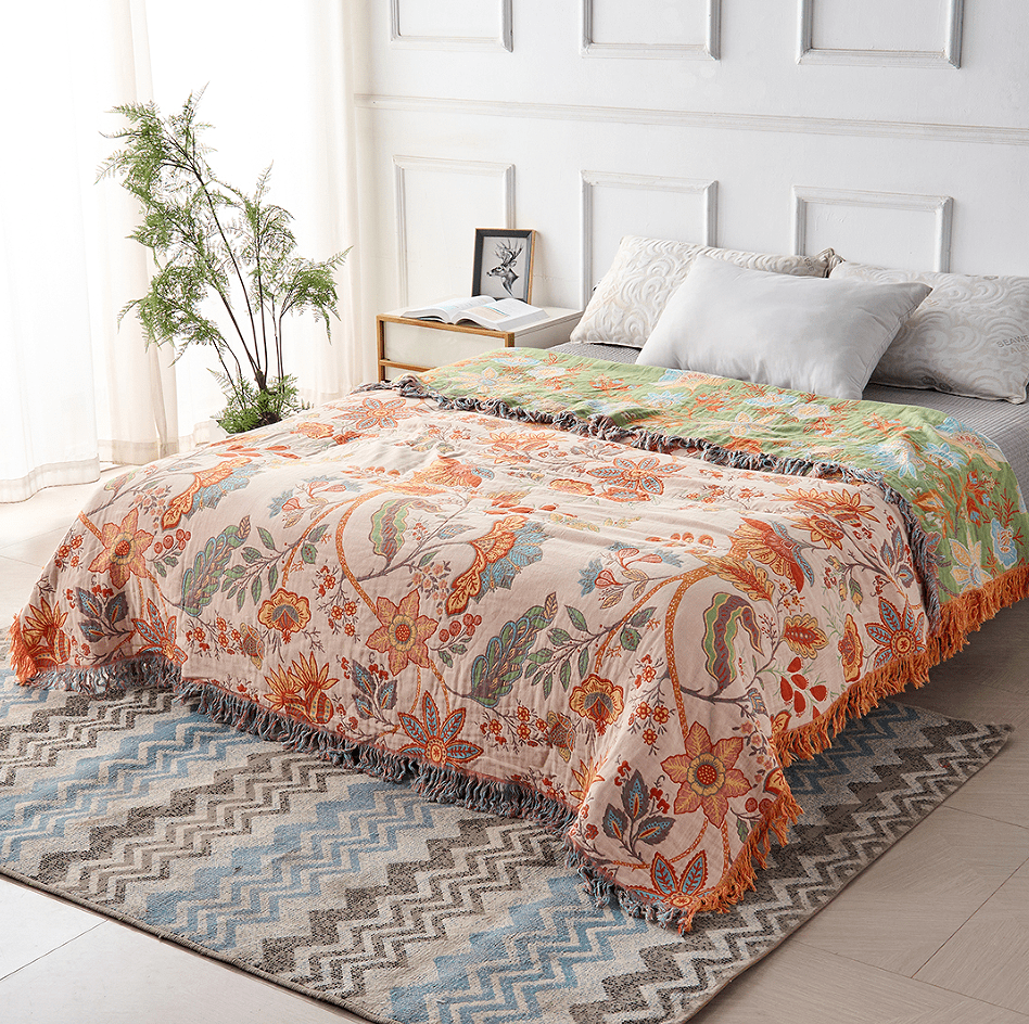 BowLift | Chic – Cotton Throw Blanket with Floral Pattern