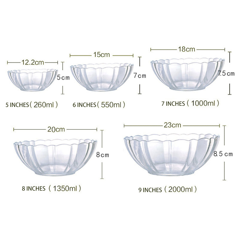 BowLift | Tempered Glass Bowls Soup Bowls Salad Bowls Dessert Bowls Lotus Edge