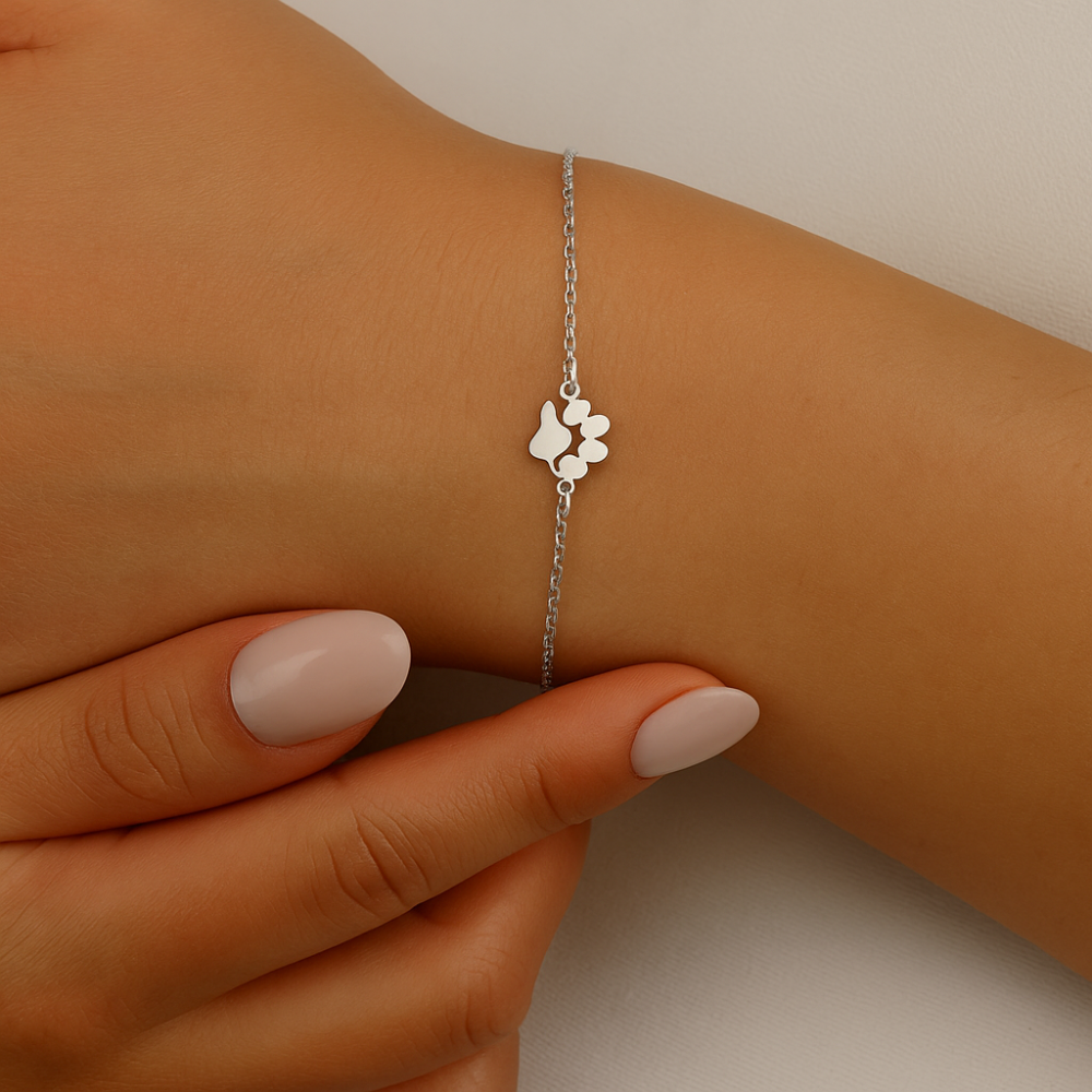 BowLift | Bracelet Personalized Paw Print Engraved Stainless Steel Adjustable
