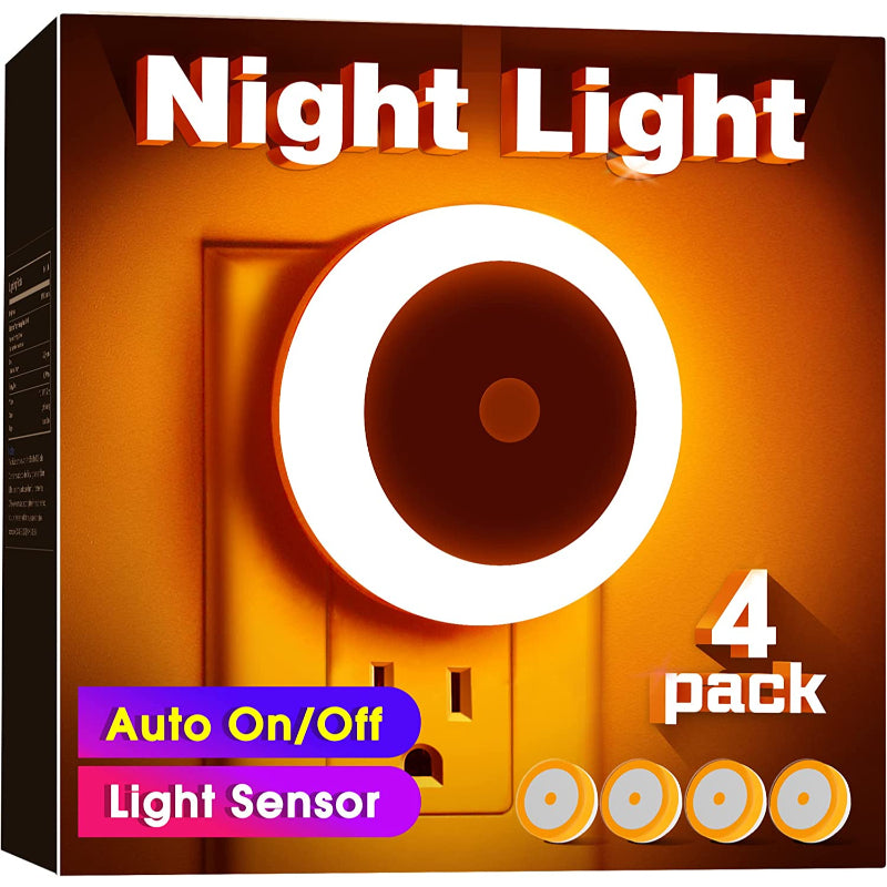 BowLift | Night lights plug into the wall [4Pack], night light with light sensors, LED night light for the children's room, baby night light, bathroom night light, stair lights, hallway light