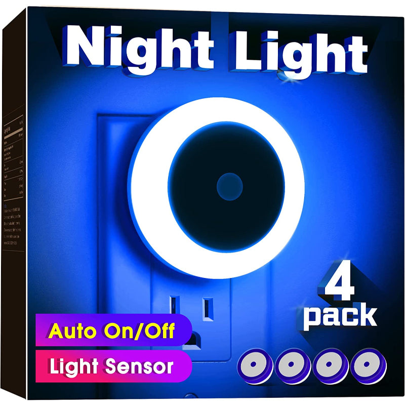 BowLift | Night lights plug into the wall [4Pack], night light with light sensors, LED night light for the children's room, baby night light, bathroom night light, stair lights, hallway light