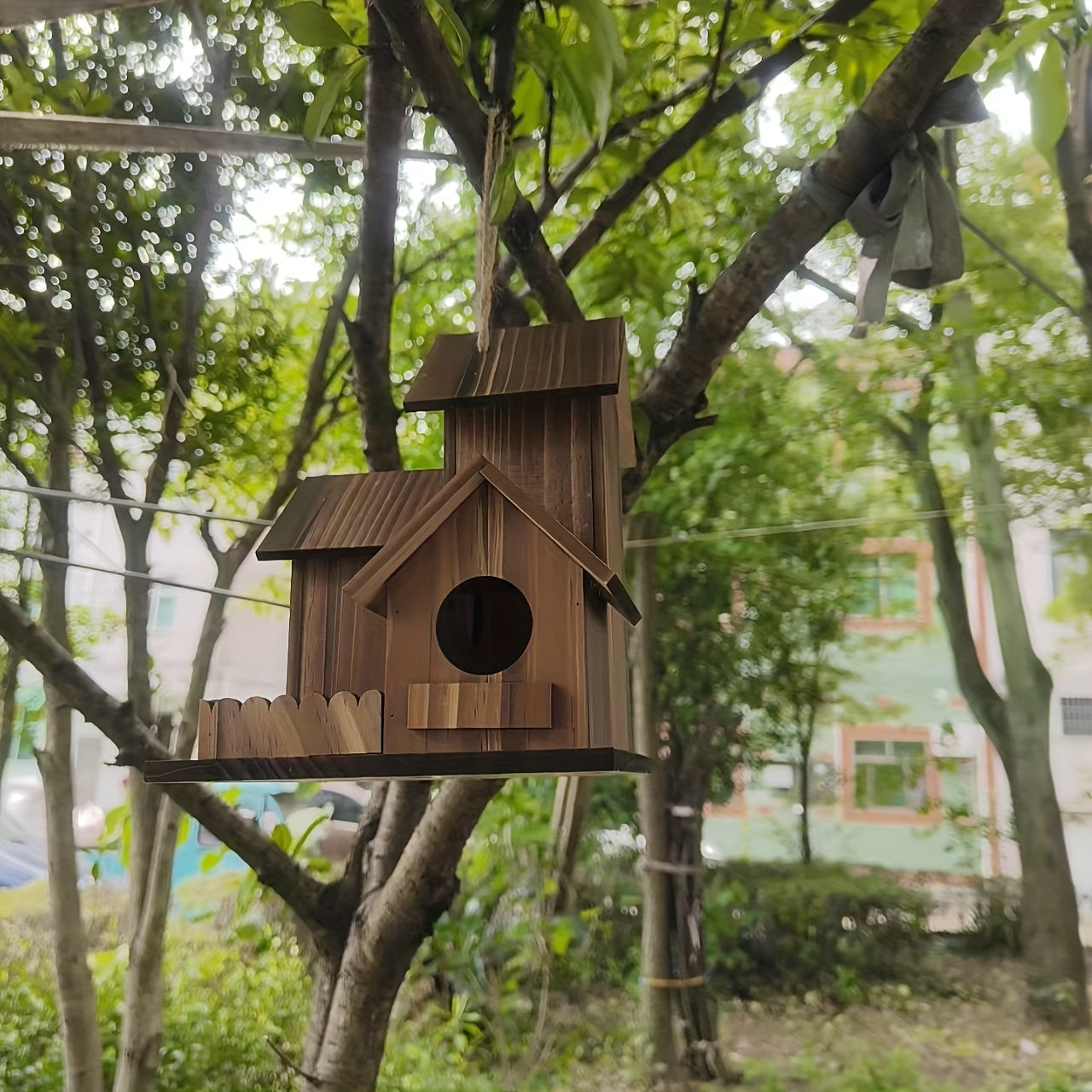 BowLift | Bird House Rustic Wooden Multi-Room Feeder