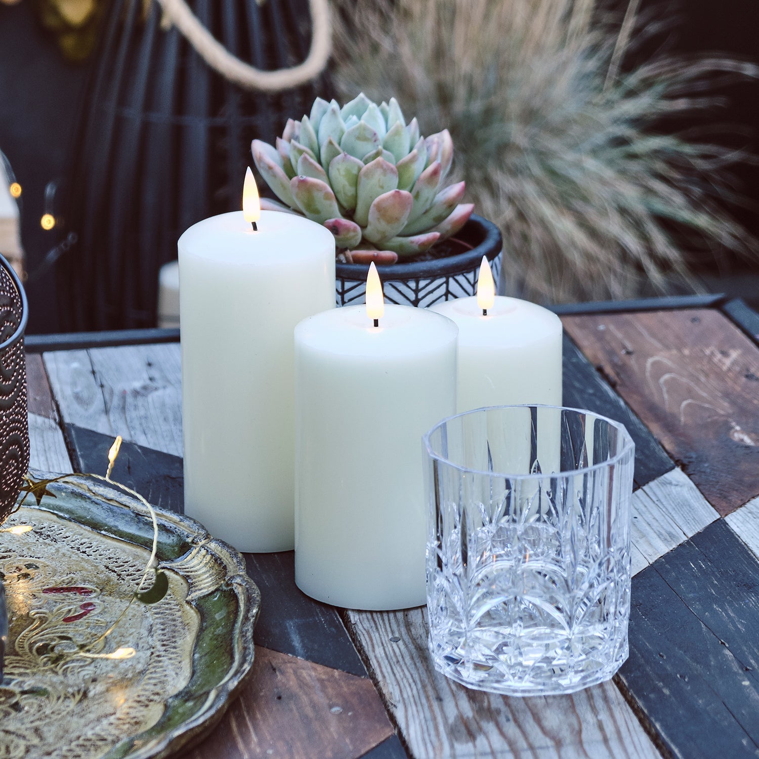 BowLift | TruGlow LED Outdoor Candle Trio with Remote Control