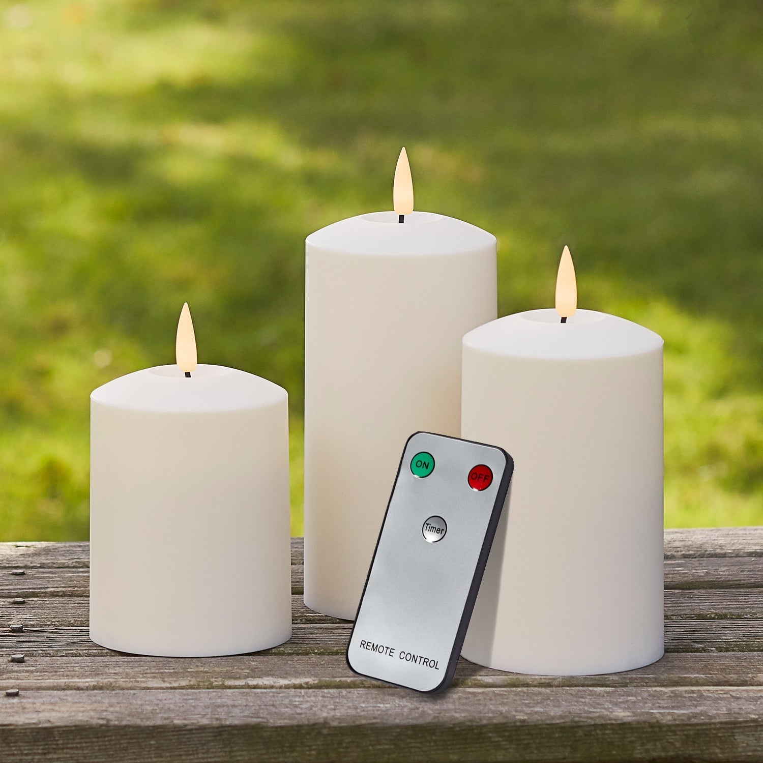BowLift | TruGlow LED Outdoor Candle Trio with Remote Control