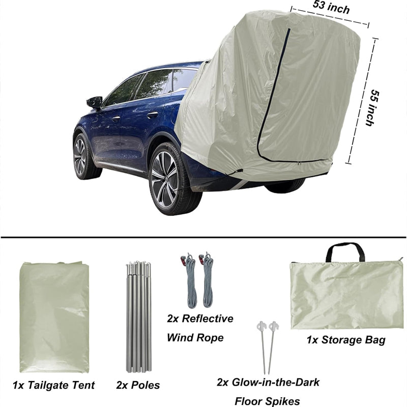 BowLift | Suv Tailgate Tent, Car Camping Tent With Awning Shade, Car Roof Canopy And Poles, Waterproof Car Tent For Outdoor Travel, Fit For Universal Mpvs Cuvs Van