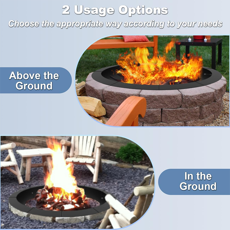 BowLift | Round Outdoor Charcoal Fire Pit Ring Insert 40 Inch OD, Heavy Duty Metal Steel DIY Fire Pit Liner Campfire Ring for Outdoor Wood Burning or Ground Burning