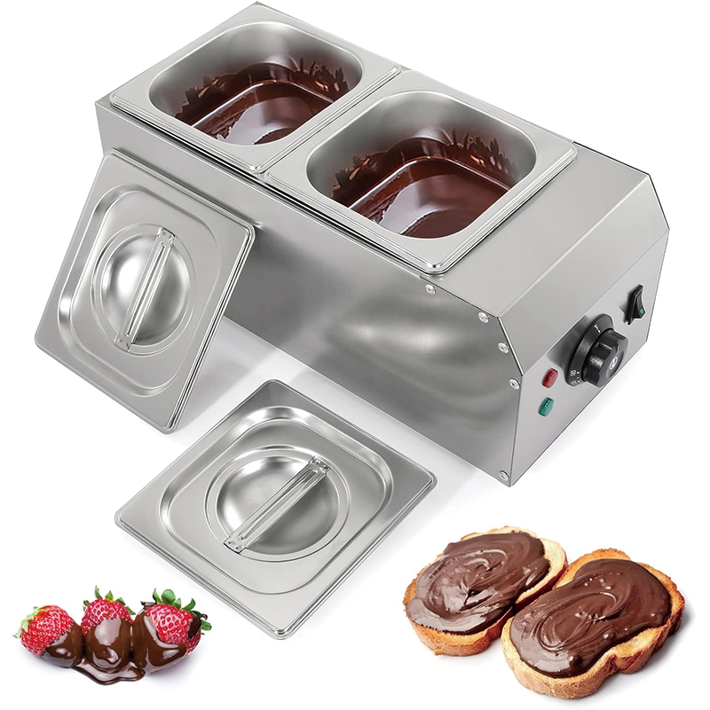 BowLift | 1000W 2-Tanks Commercial Chocolate Tempering Machine, Chocolate Melting Pot for Milk Coffee