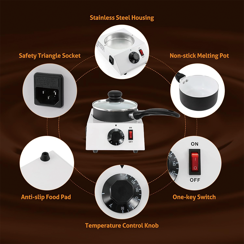 BowLift | Electric Chocolate Fondue Pot Set, Stainless Steel Fondue Maker, Commercial Electric Chocolate Melter Fondue Pot for Hors d'Oeuvres, Entrees, and Desserts
