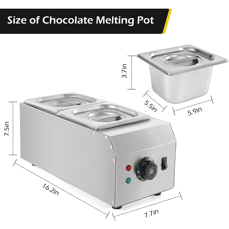 BowLift | 1000W 2-Tanks Commercial Chocolate Tempering Machine, Chocolate Melting Pot for Milk Coffee