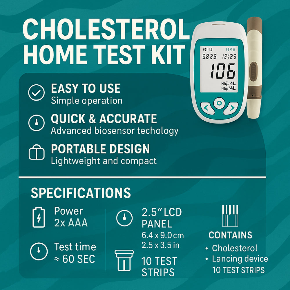 BowLift | Digital Blood Glucose Cholesterol Monitor Kit Home Health Test