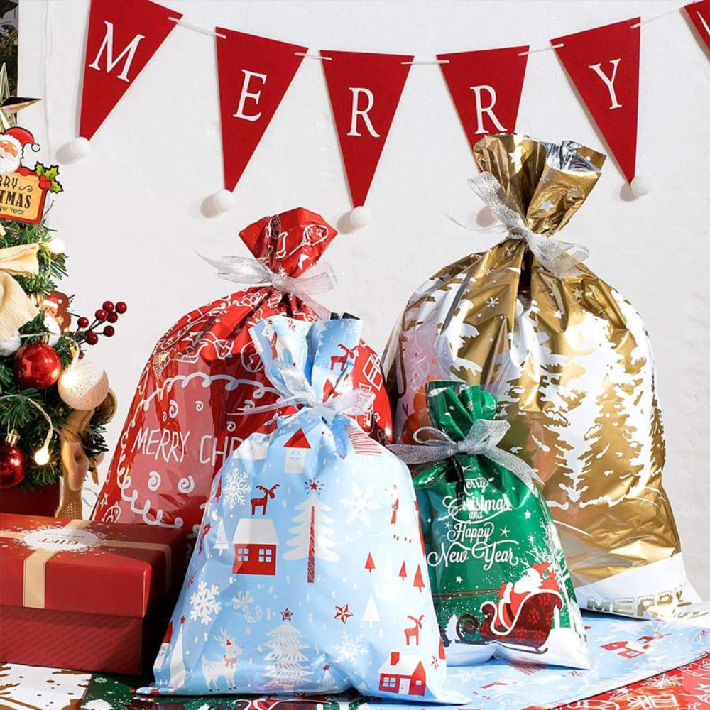 BowLift | Christmas Gift Bag Set Reusable Foil Holiday Wrapping Bags