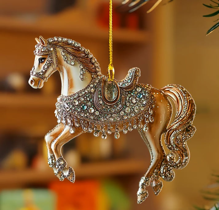 BowLift | Christmas Horse Ornament Vintage Acrylic Hanging Tree Decoration