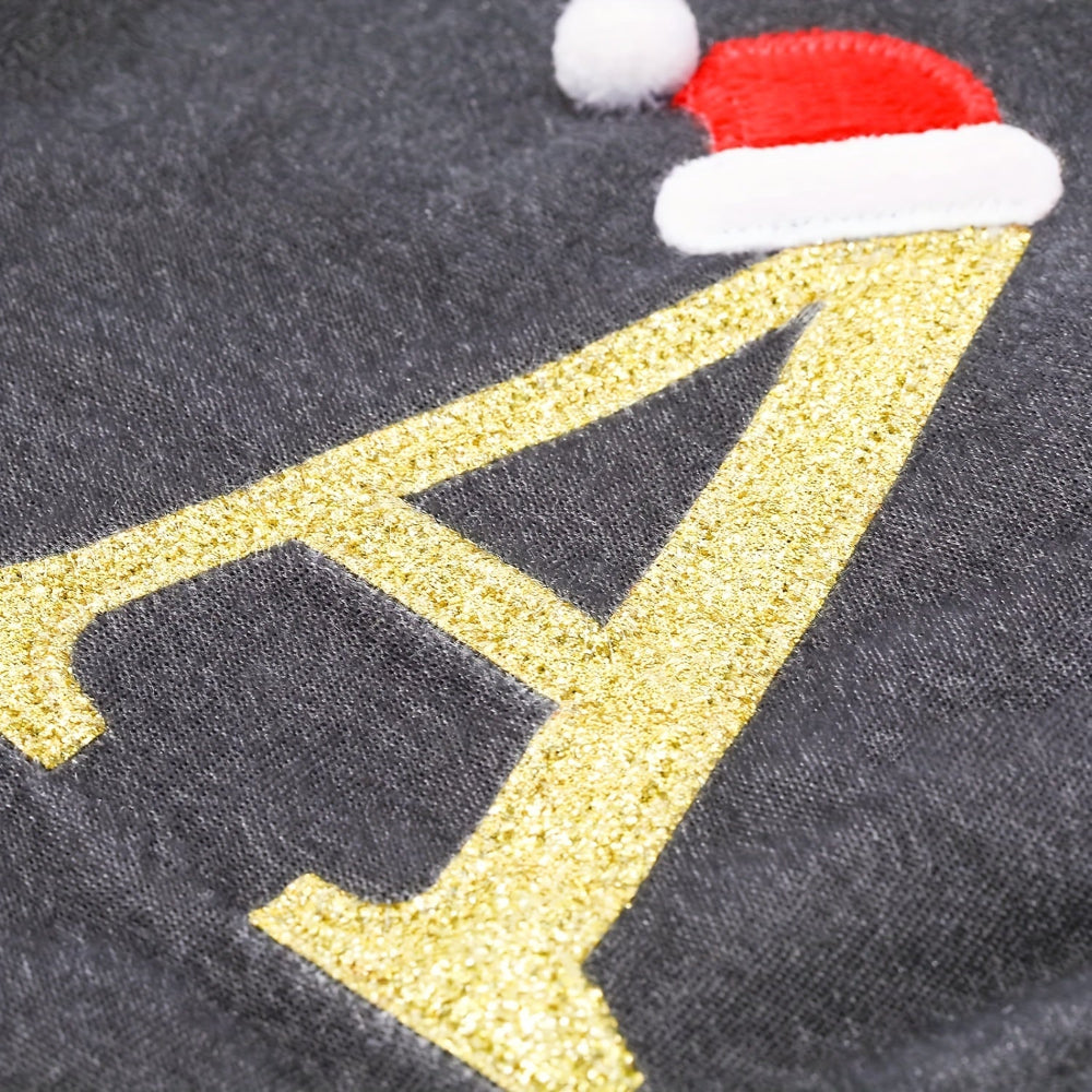 BowLift | Christmas Stockings Velvet Monogram Letter Gray Holiday Decor