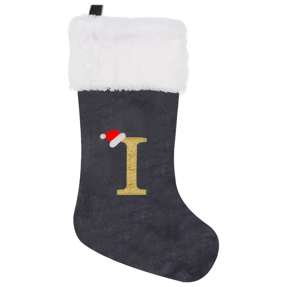 BowLift | Christmas Stockings Velvet Monogram Letter Gray Holiday Decor