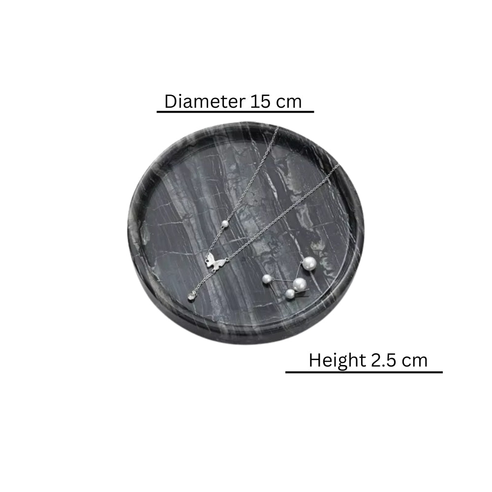 BowLift | Circular Black Marble Jewelry Tray