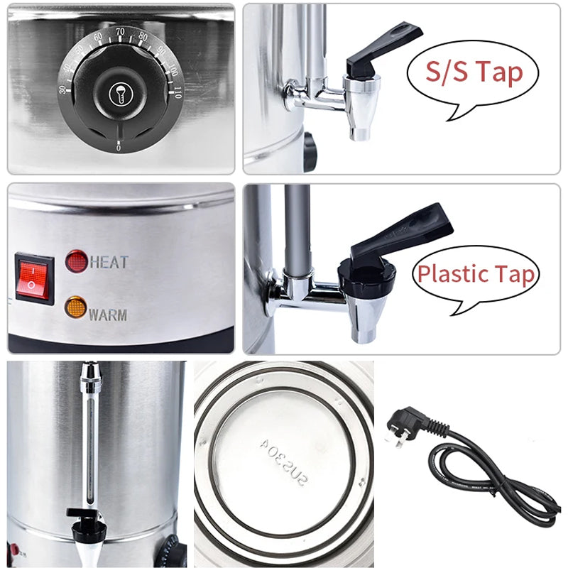 BowLift | Stainless Steel Electric Kettle Warmer Kitchen Appliance Metal Water Boiler Tea Bucket Coffee Urn