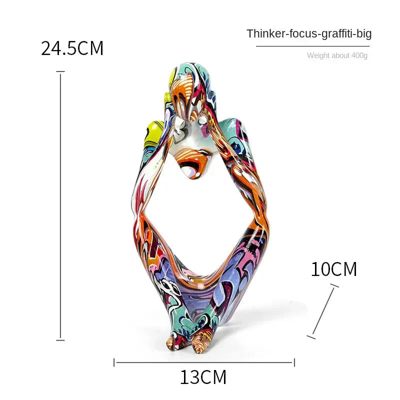 BowLift | Colorful Graffiti Abstract Resin Handmade Artworks Sculpture Thinker Figurine Statue Home Decoration Indoor Office Desk Ornaments