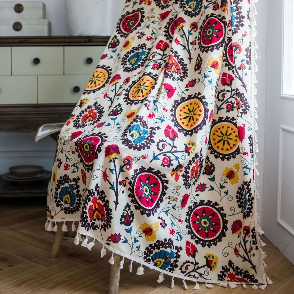 BowLift | Boho Color Wheel Bloom Tassel Curtain