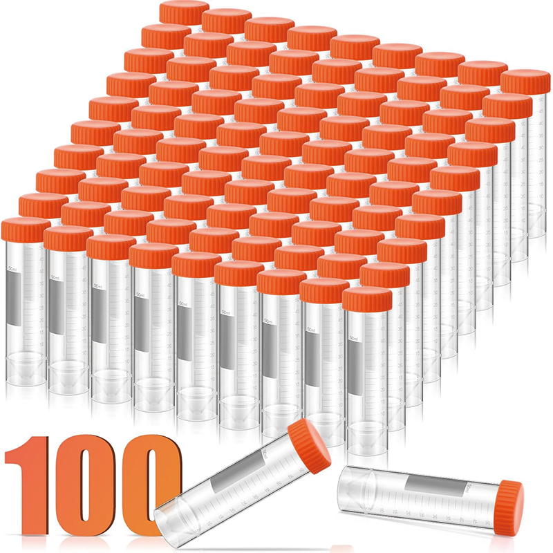 BowLift | 100Pack Conical Centrifuge Tubes, 50ml Self Standing Centrifuge Tubes with Caps Skirted Conical Tubes for Science Experiments, Liquids