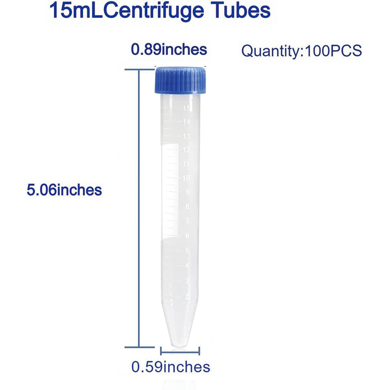 BowLift | 100 PCS Conical Tubes Sterile, 15mL Centrifuge Tubes with Graduated and Write Marks, Leak-Proof Screw Caps
