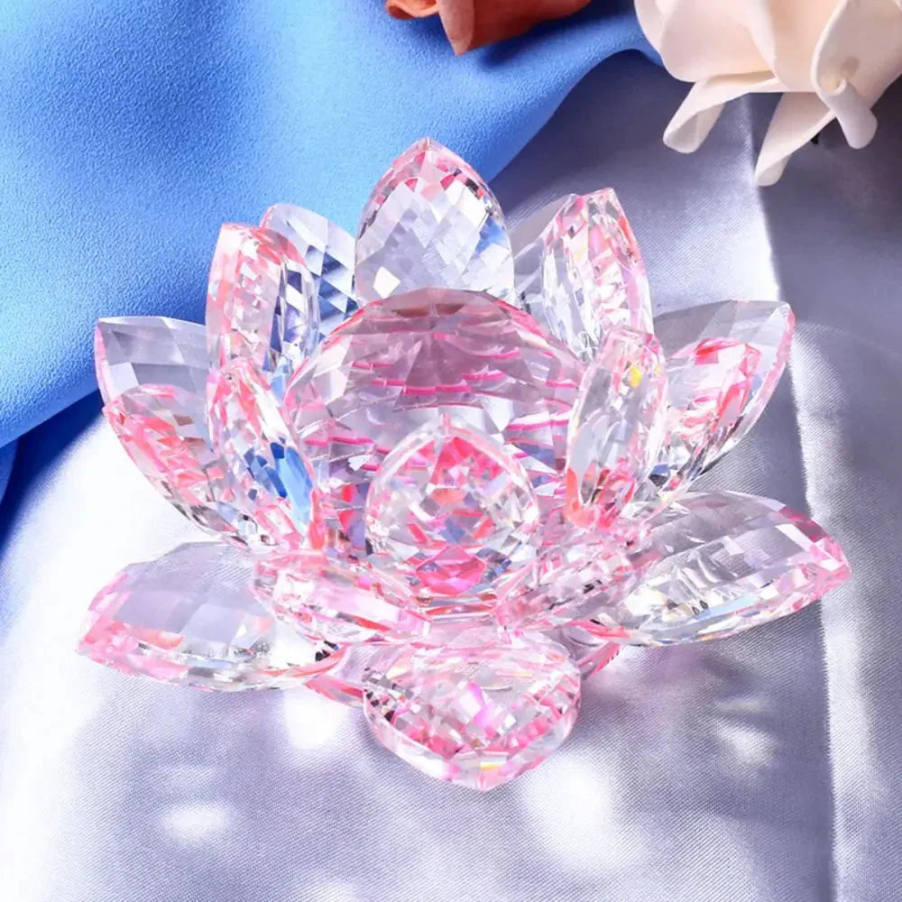 BowLift | Crystal Lotus Flower Figurine Home Wedding Decoration Glass Art Collection Paperweight Office Table Ornaments Souvenir Gifts